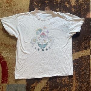 Tan shirt with mushroom print